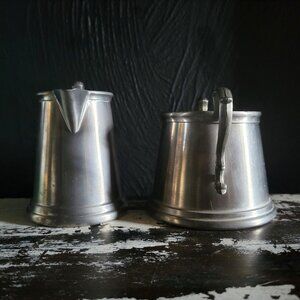Vintage International Silver Co. Pewter Creamer & Sugar Bowl Set